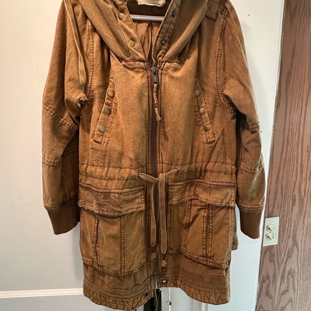 We The Free Brown Hooded Jacket with Pockets